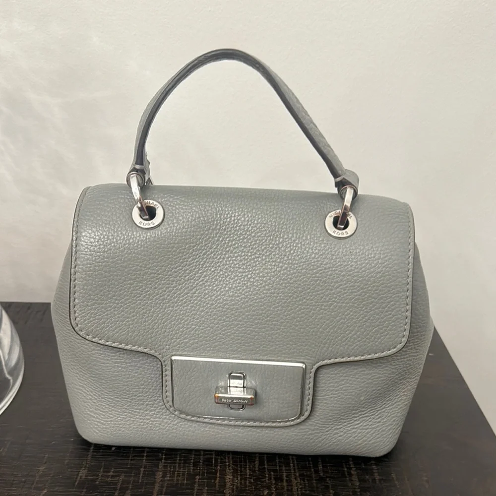 Michael Kors Emery Small Leather Satchel Bag. Steel Gray - Picture 4 of 14